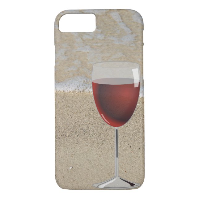 Coques Case-Mate iPhone Verre rouge sur la plage (Dos)