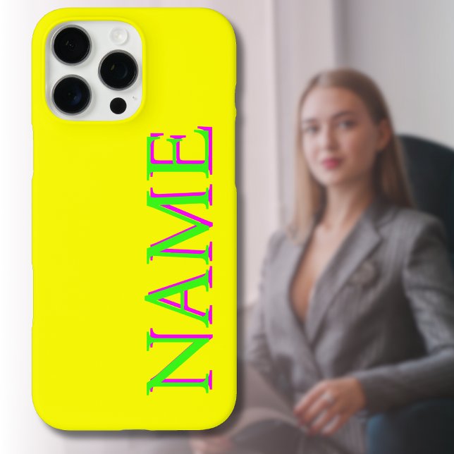 Coques Case-Mate iPhone Vert 3D Magenta Nom moderne | Cool tendance Jaune (Créateur téléchargé)