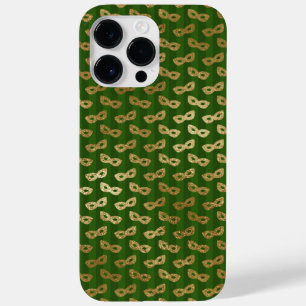 COQUE POUR POUR iPhone 14 PRO MAX VERT AVEC MASQUES DE GRAS MARDI OR