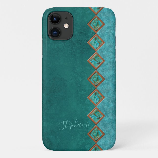 Coques Case-Mate iPhone Vert bleu bleu incrusté de grès gris turquoise (Dos)