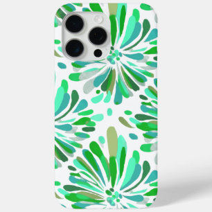 Coque iPhone 15 Pro Max Vert bleu Turquoise Chrysanthème