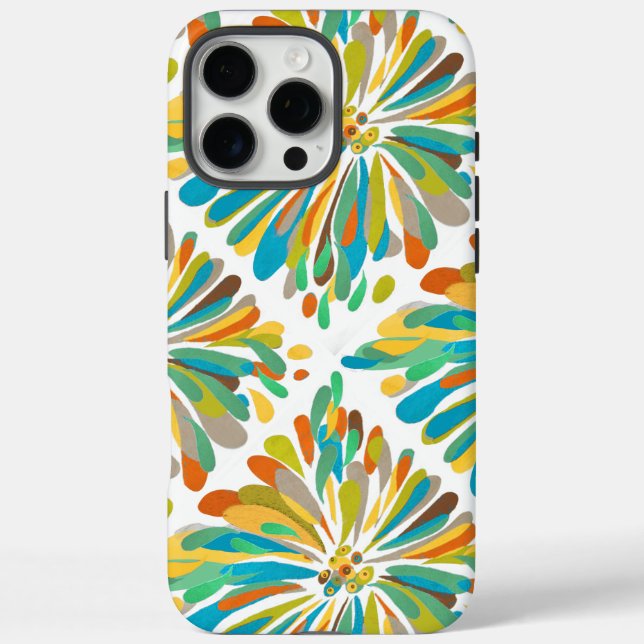 Coques Case-Mate iPhone Vert bleu Turquoise jaune Chrysanthème (Verso)