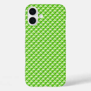 Coques iPhone 16 Plus Vert citron vert, look émail, grille cloutée