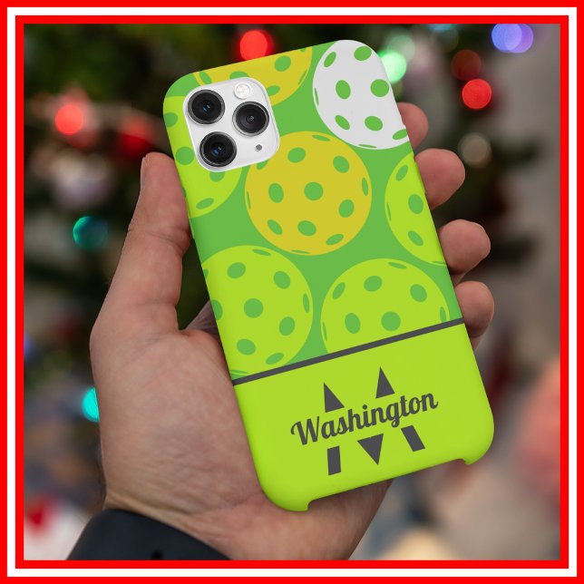 Coques Case-Mate iPhone Vert Cool Moderne Monogrammé (Green Cool Modern Monogrammed Case-Mate iPhone Case)