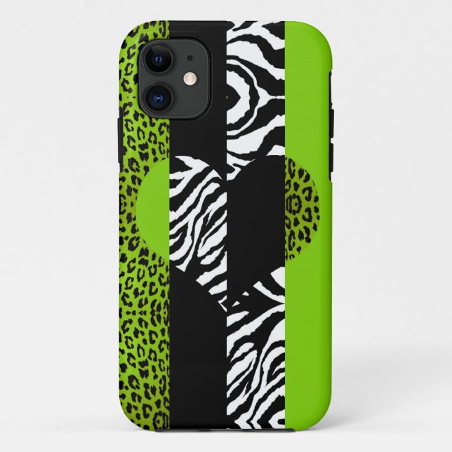 Coques Case-Mate iPhone Vert de chaux et coeur de poster de animal de (Dos)