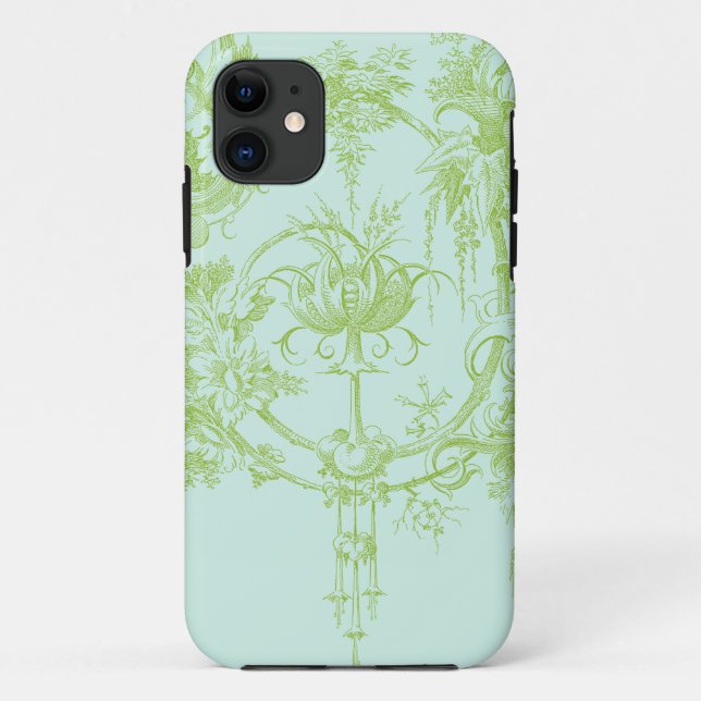 Coques Case-Mate iPhone Vert élégant floral, de feuille et Aqua (Dos)