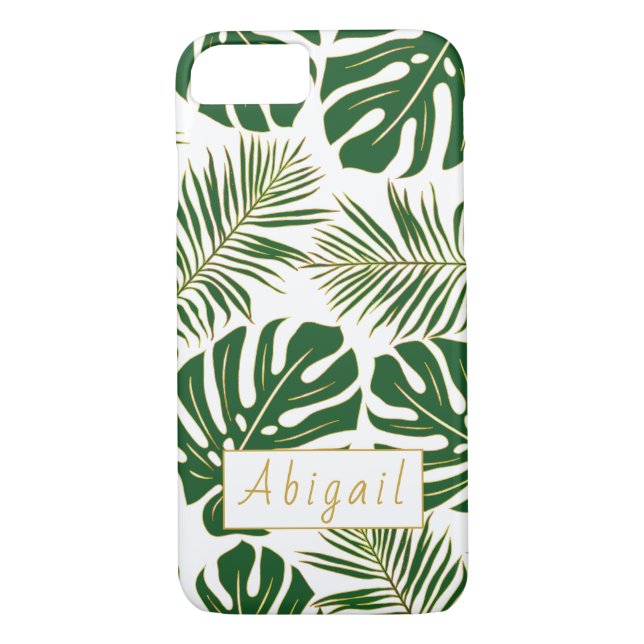 Coques Case-Mate iPhone Vert et or tropicaux feuilles modernes (Dos)