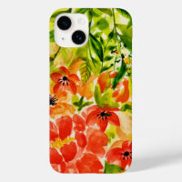 Vert Fleurs de corail en fleurs sauvages Aquarelle