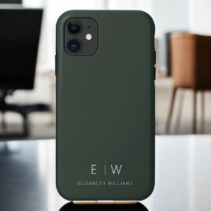 Case-Mate iPhone Case Vert foncé Élégant Moderne Minimaliste Monogramme
