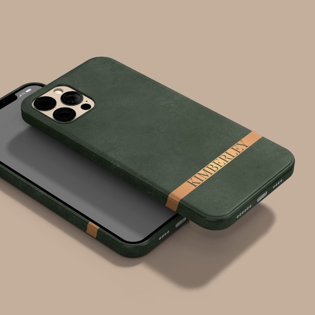 Coques Case-Mate iPhone Vert foncé moderne élégant nom personnalisé (Créateur téléchargé)