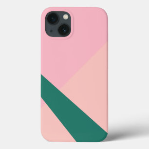 Coques Pour iPhone Vert géométrique élégant de pêche de rose en