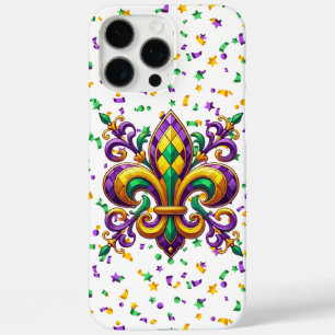 Coques iPhone 16 Pro Max Vert jaune pourpre Mardi Gras fleur de lis
