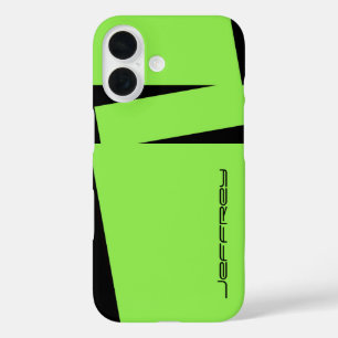 Coque Pour iPhone 16 Vert moderne avec nom noir Minimaliste robuste