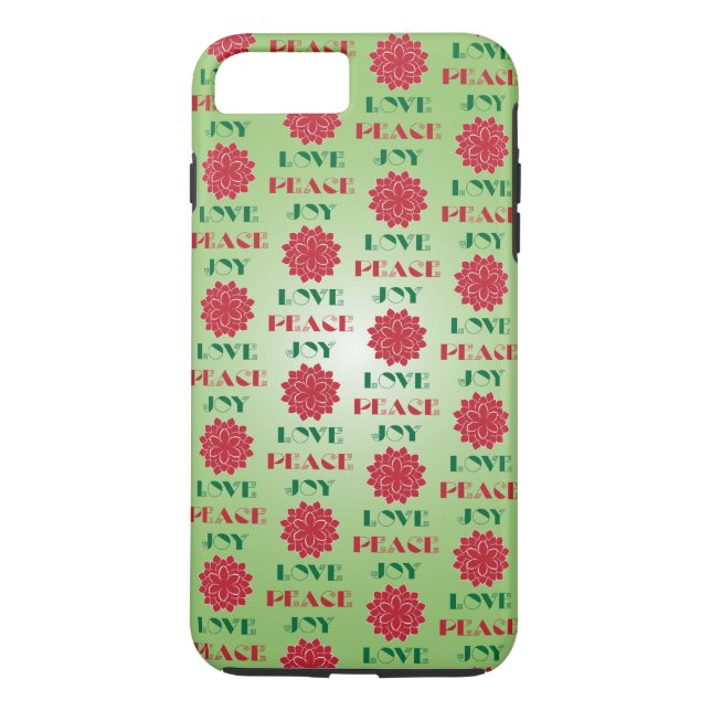 Coques Case-Mate iPhone Vert moderne et rouge Amour, Paix, Joie citation (Dos)
