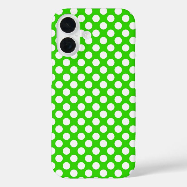 Coques Case-Mate iPhone Vert néon avec Pois blancs (Verso)