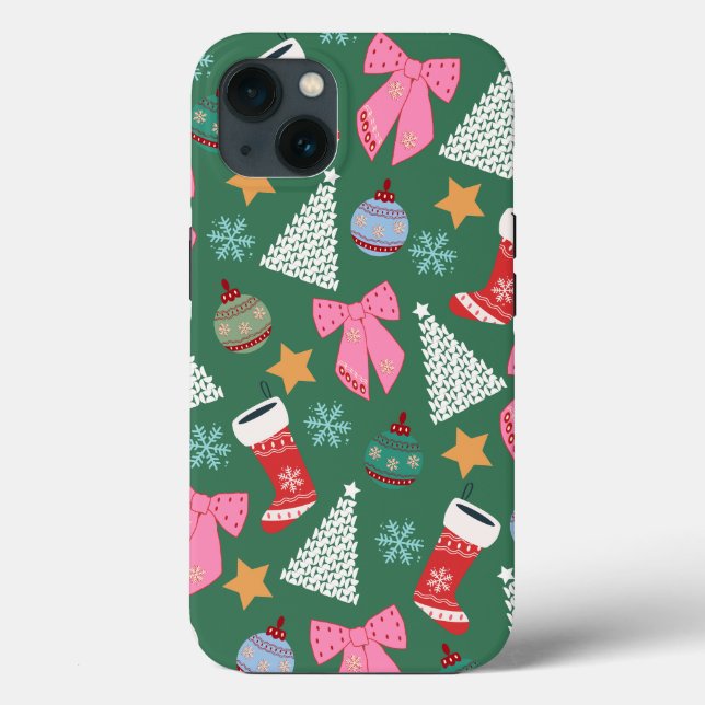Coques Case-Mate iPhone Vert Noël mignon (Verso)