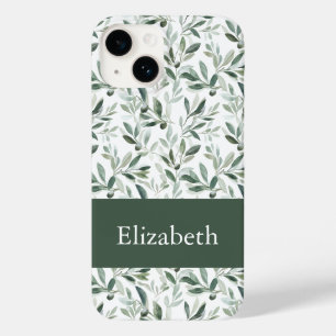 Coque Pour iPhone 14 Vert sauge pays français olive nom personnalisé