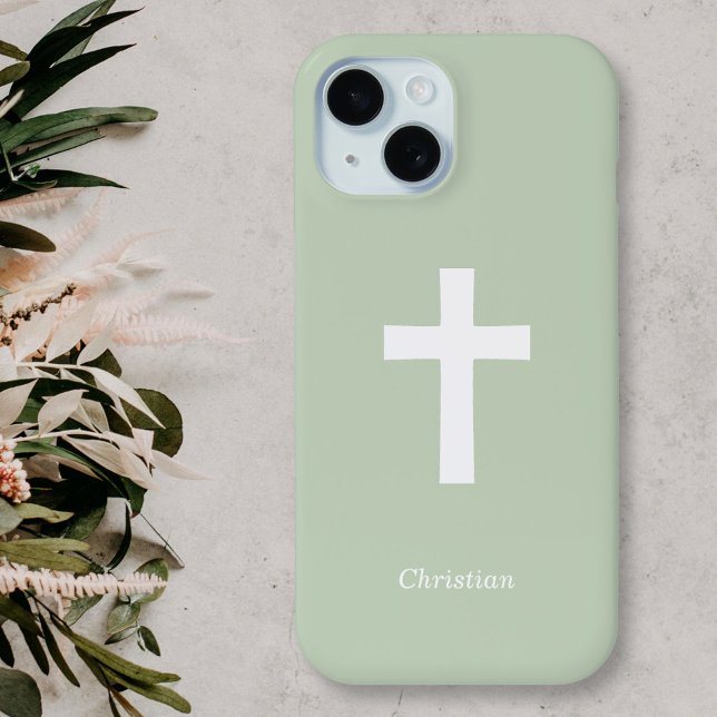 Coques Case-Mate iPhone Vert simple (White Cross on Green Phone Case)