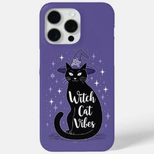 Coque iPhone 15 Pro Max Vibes de Chat Sorcière Violet Halloween iPhone 15