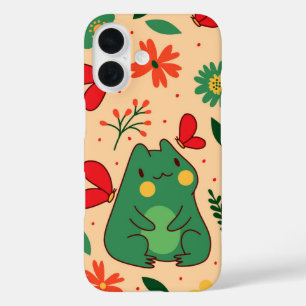 Coque Pour iPhone 16 Vibes Springtime Froggy Bloom