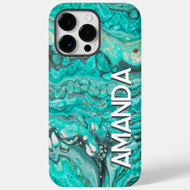 Coques Case-Mate iPhone Vibrant Abstrait flux de peinture Turquoise Vert p (Verso)