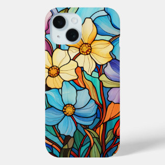 Coque Pour iPhone 15 Vibrant Floral Vitré Verre Art Fleur Amoureux Mama