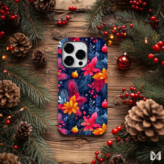 Coques Case-Mate iPhone Vibrant Holiday Cheer - Festive Florals Ornements (Créateur téléchargé)