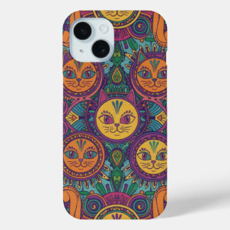 Coque Pour iPhone 15 Vibrant Huichol Animal Spirit Phone Case