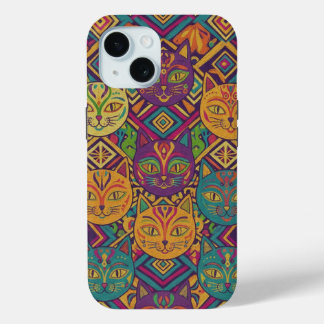 Coque Pour iPhone 15 Vibrant Huichol Animal Spirit Phone Case