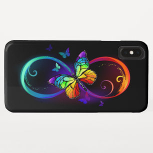 Case-Mate iPhone Case Vibrant infinity with rainbow butterfly on black