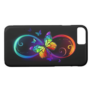 Case-Mate iPhone Case Vibrant infinity with rainbow butterfly on black