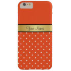 Vibrant Orange Tangue & Points Blancs, Ruban Doré