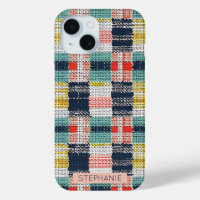Vibrant tissé plaid - Retro Boho À damiers Motif