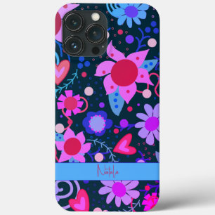 Case-Mate iPhone Case Vibrant violet noir moderne Floral Customisé