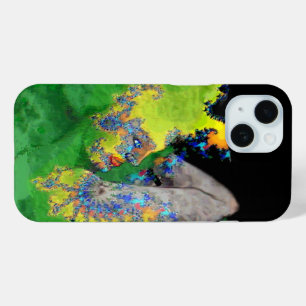 Coque Pour iPhone 15 VIBRATIONS DE LA MATIÈRE Femme fractale verte
