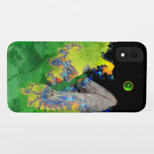 Coque Pour iPhone XR VIBRATIONS DE LA MATIÈRE Femme fractale verte