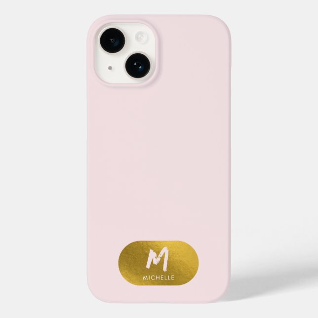 Coques Case-Mate iPhone Vierge rose or Chic féminin Monogramme initial (Verso)