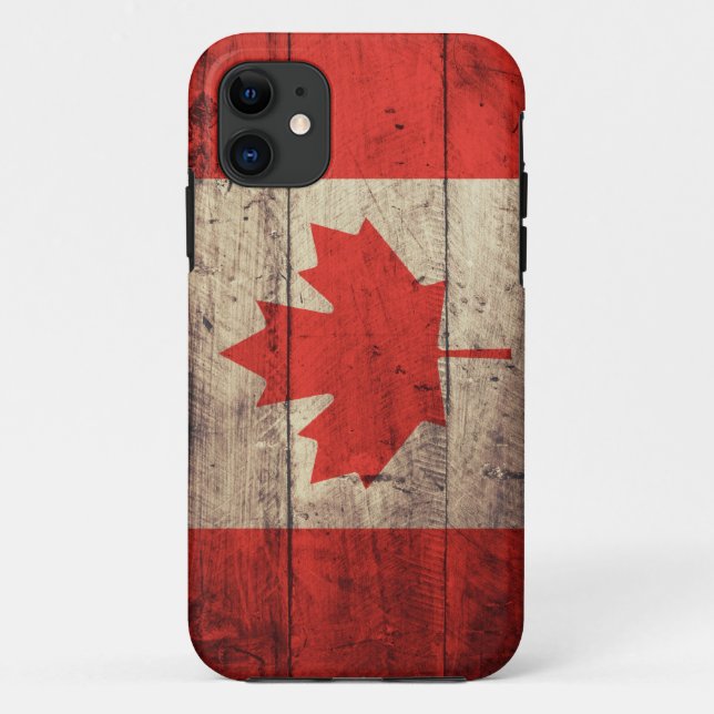 Coques Case-Mate iPhone Vieux drapeau canadien en bois (Dos)