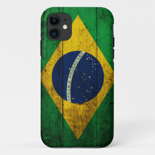 Coques Pour iPhone Vieux drapeau en bois du Brésil