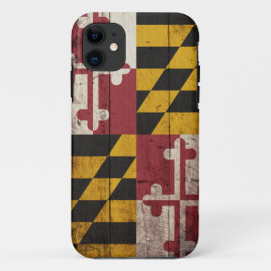 Coque iPhone 11 Vieux drapeau en bois du Maryland