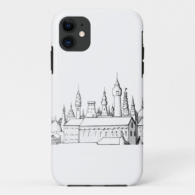 Coques Case-Mate iPhone ville fabuleuse . artwork . noir et blanc (Dos)