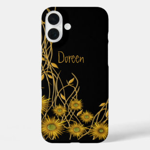 iPhone 16 Plus Case Vin Floral Jaune Doré Abstrait Oeuvre personnalisé