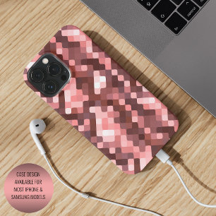 Coque iPhone 15 Pro Max Vin foncé Rouge Mauve Taupe Blush Pink Pixels Art