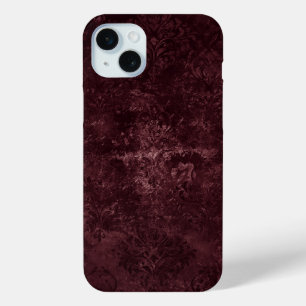 Coque iPhone 15 Mini Vin Velvety Damask   Glam Grunge de Bordeaux Sangr