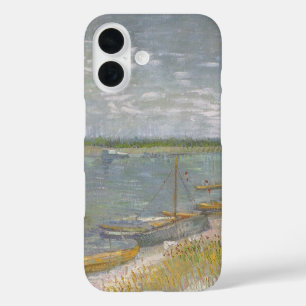 Coques iPhone 16 Vincent van Gogh - Vue d'une rivière avec des bate