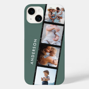 Coque Pour iPhone 14 Vintage 4 photo collage typographie vert moderne