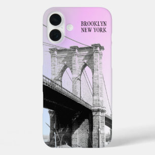 Coques iPhone 16 Plus Vintage Brooklyn Bridge Blue Sky