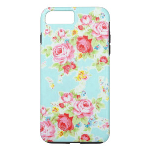 Coques Pour iPhone Vintage chic fleuri rose bleu rose fleurs shabby