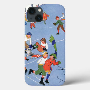 Case-Mate iPhone Case Vintage Christmas, Enfants Patinage sur glace sur
