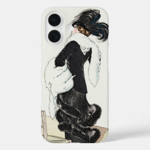 Coques iPhone 16 Vintage dame de la mode, Haute Couture fourrure